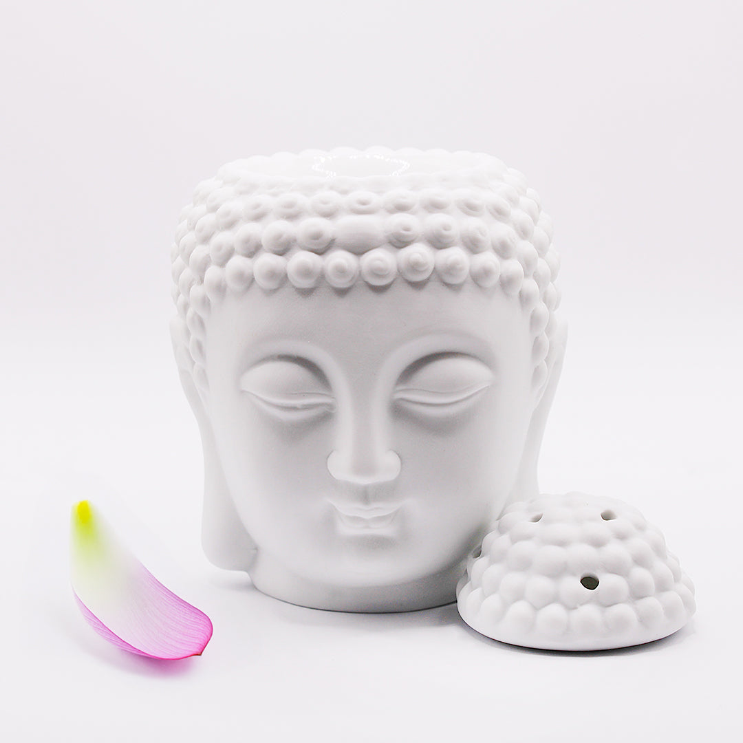 Diffusore per aromi in ceramica / Buddha bianco / 14 cm
