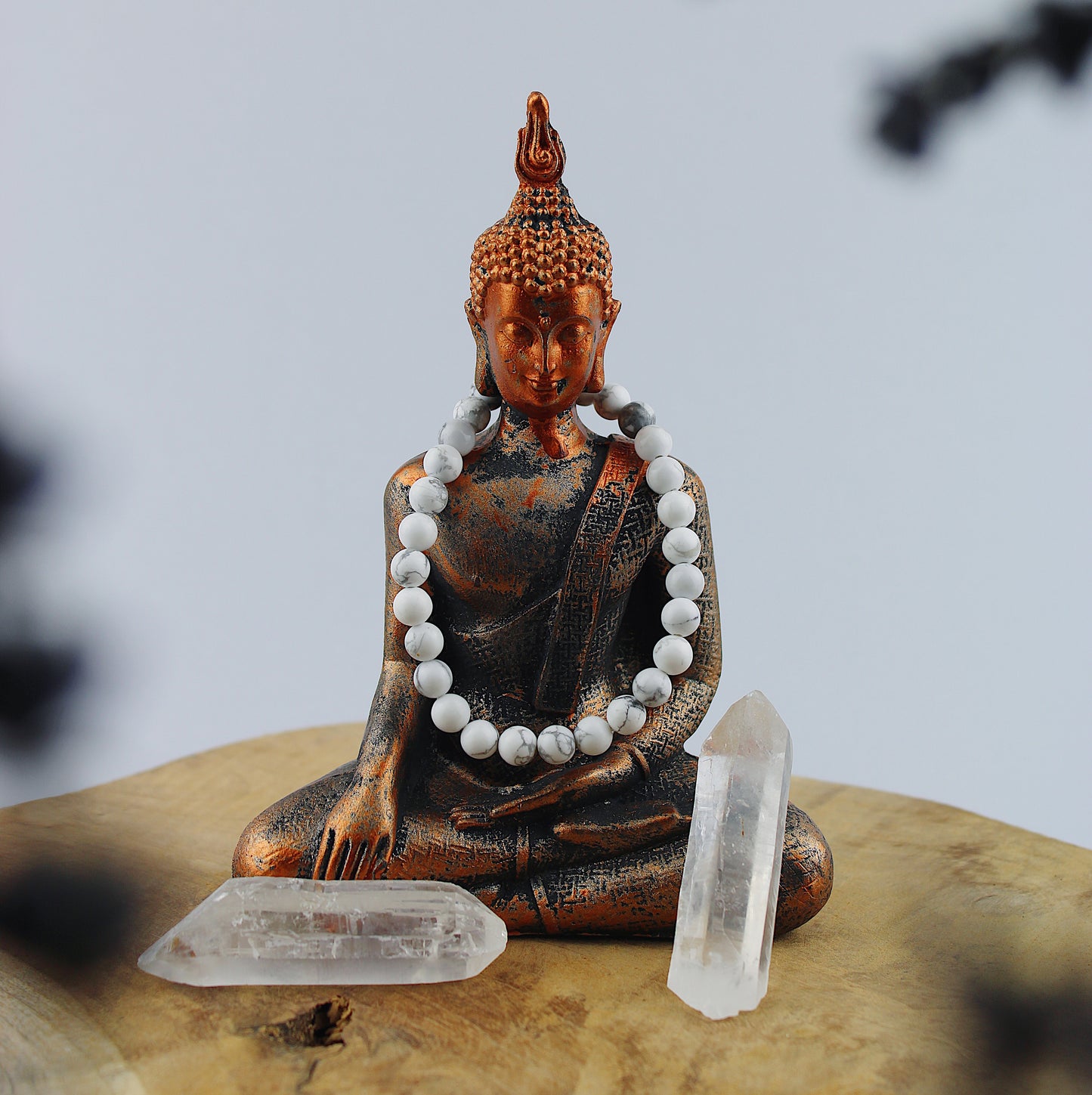 Bracciale in howlite / pietre Ø 6 mm