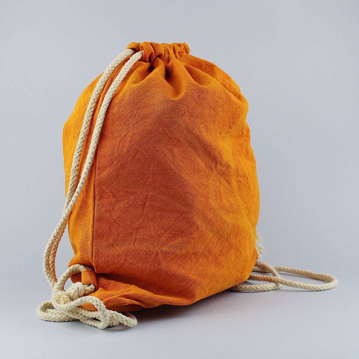 Bag backpack in stonewashed / tangerine orange cotton