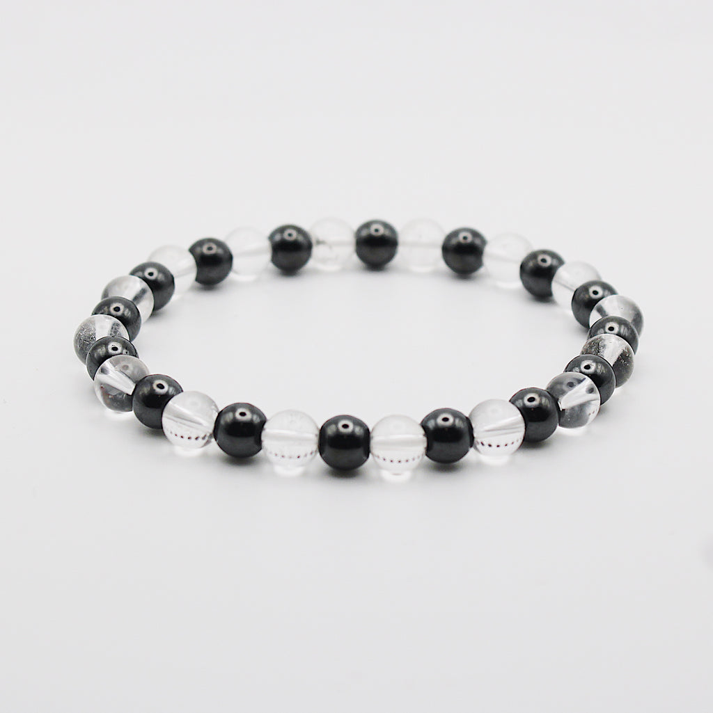 Bracciale in ematite e cristallo di rocca / pietre Ø 6 mm