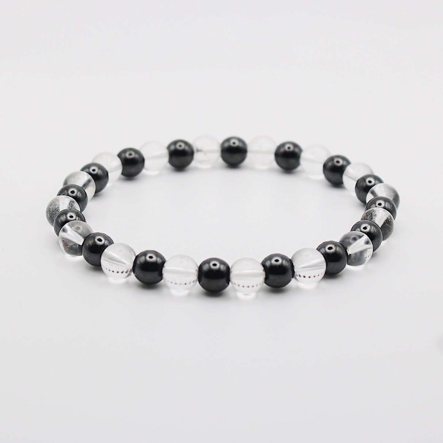 Bracciale in ematite e cristallo di rocca / pietre Ø 6 mm