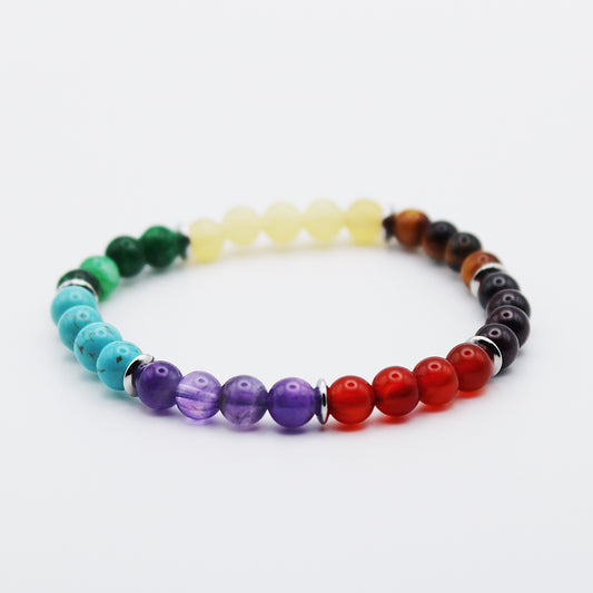 Bracciale dei sette chakra / pietre Ø 6 mm