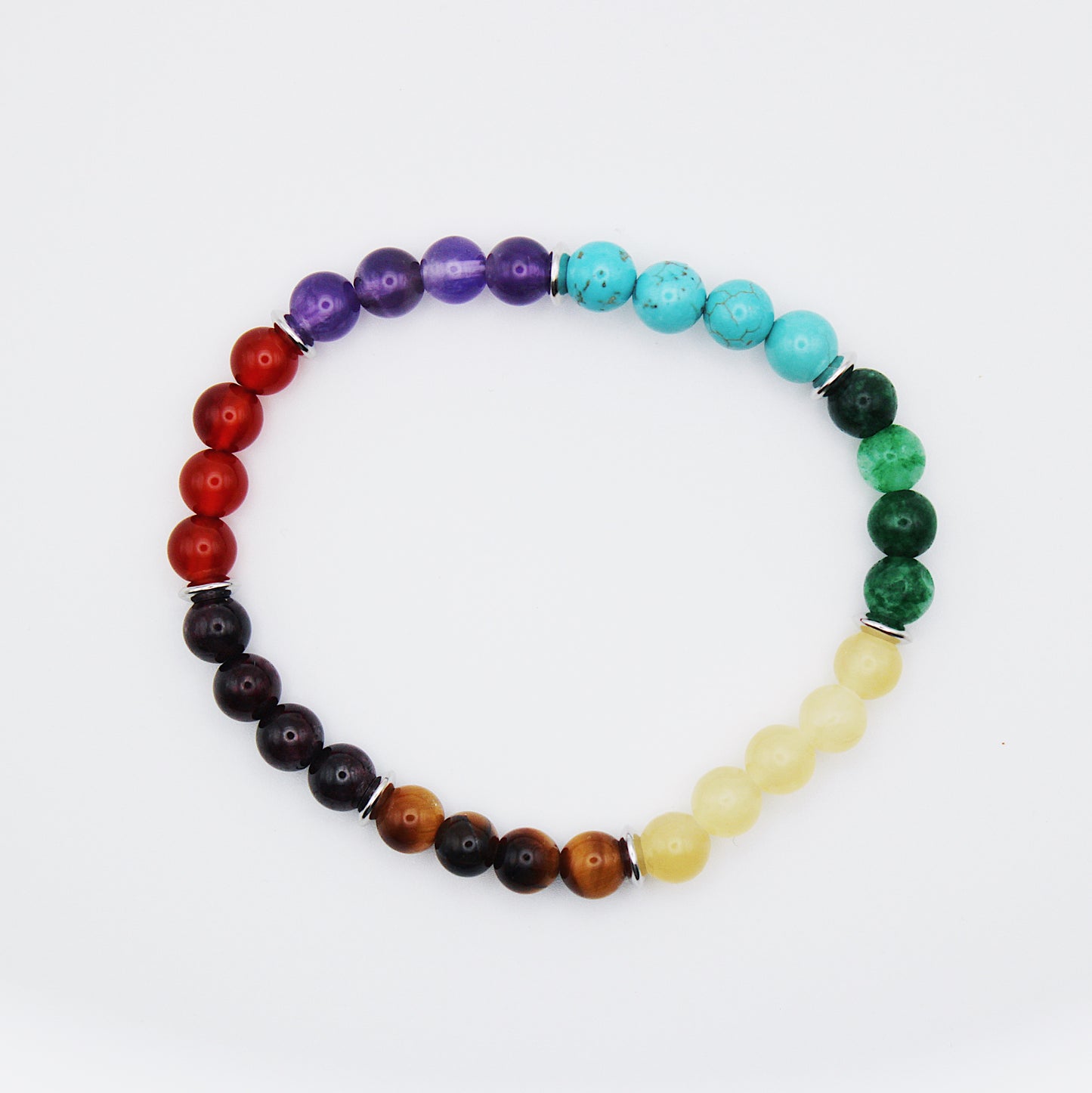 Bracciale dei sette chakra / pietre Ø 6 mm