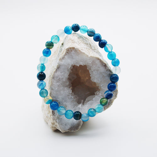 Bracciale in agata blu / pietre Ø 6 mm