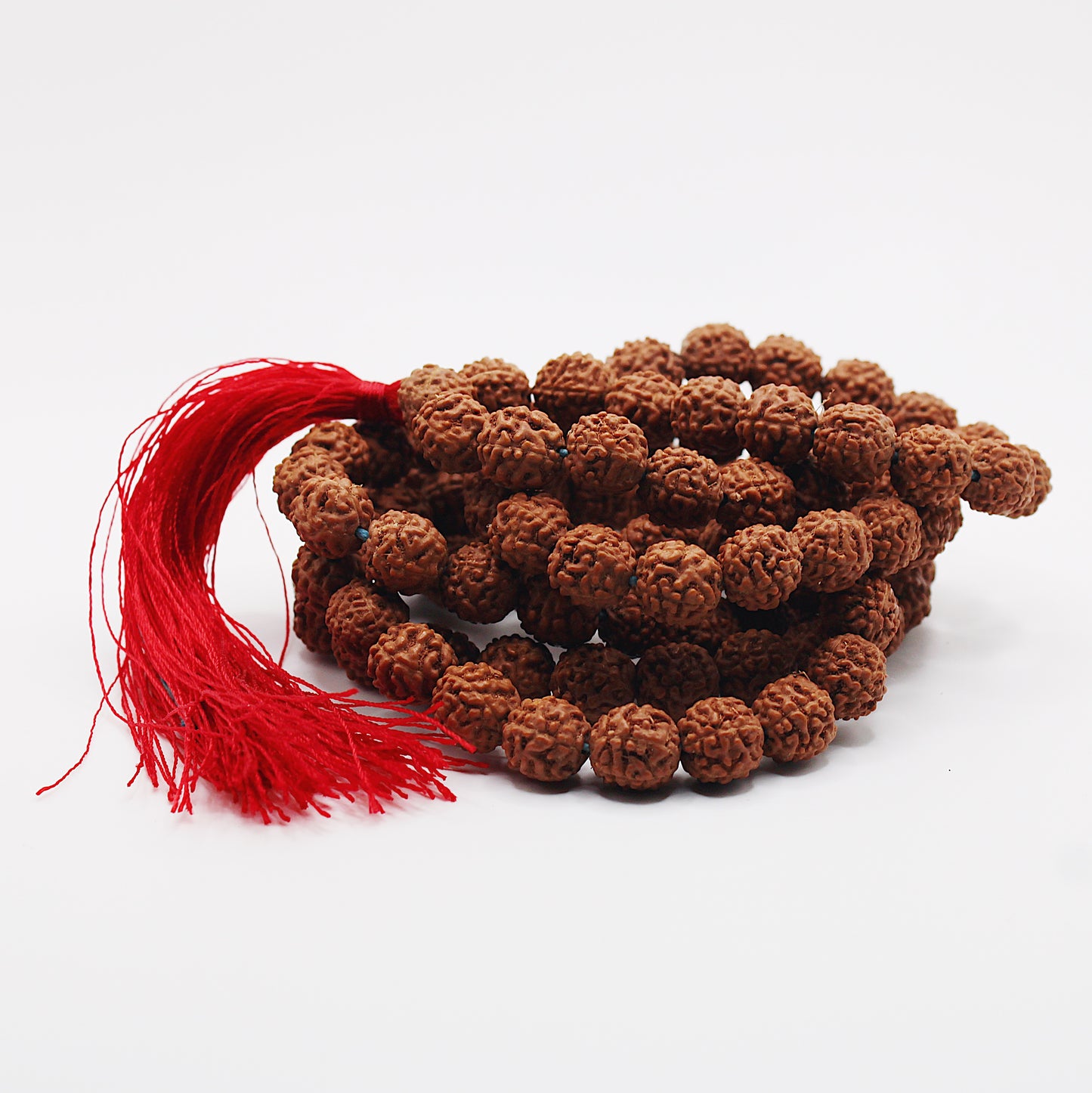 Collana mala rudra rudraksha con fiocco rosso / 108 grani / semi Ø 10 mm