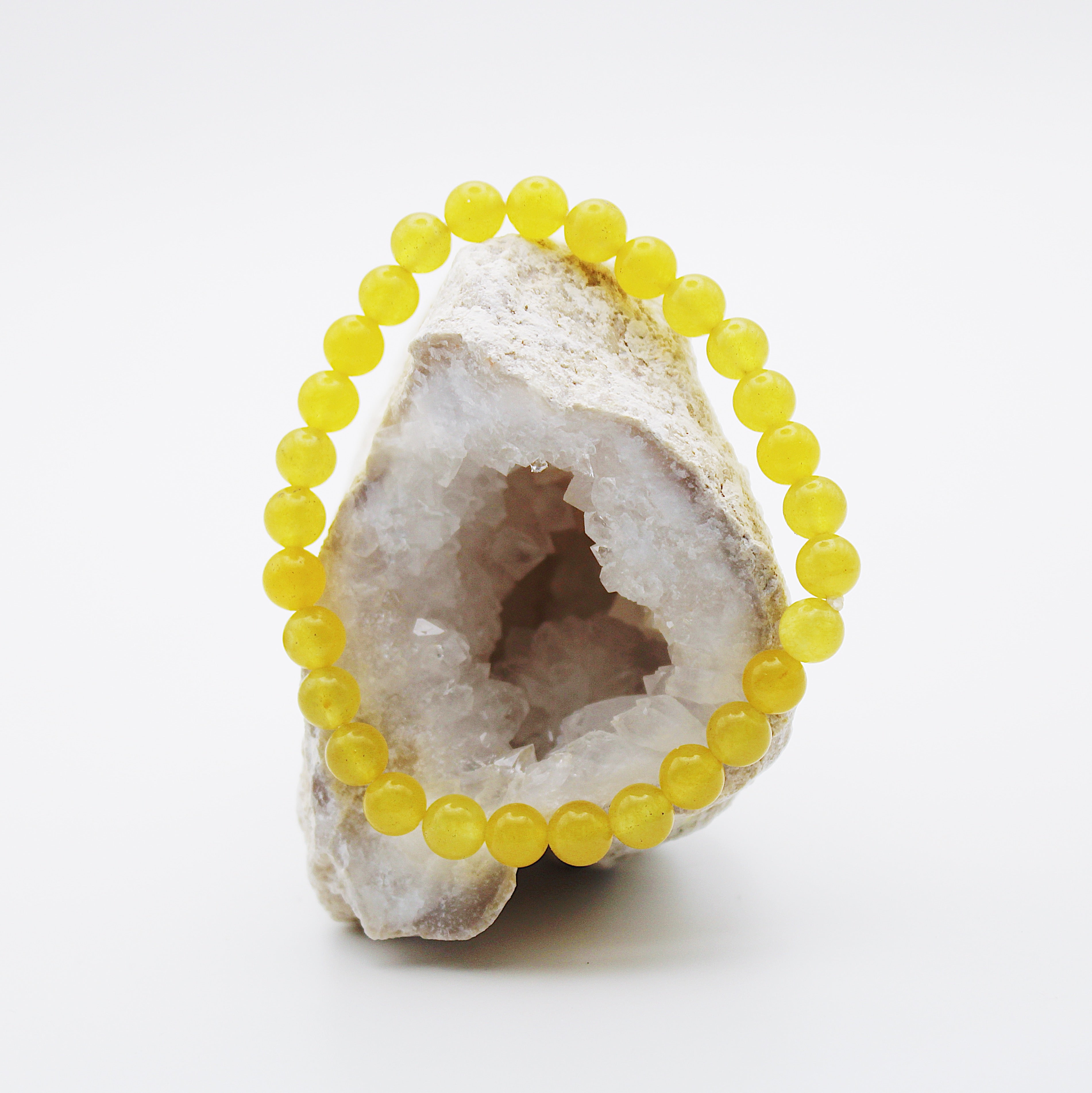Bracciale in giada gialla / pietre Ø 6 mm