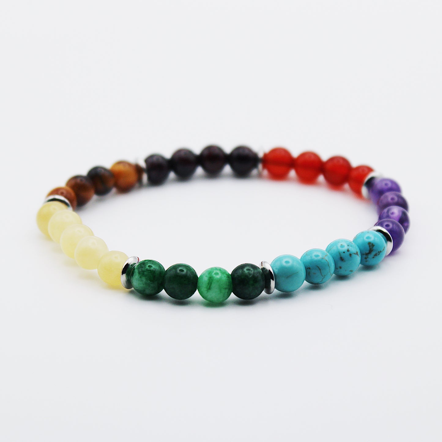 Bracciale dei sette chakra / pietre Ø 6 mm