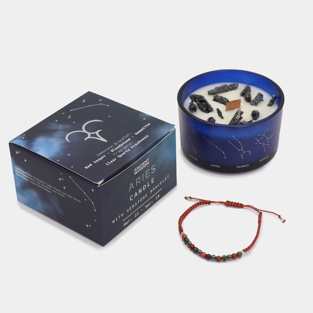 Candela dello zodiaco con braccialetto / Ariete