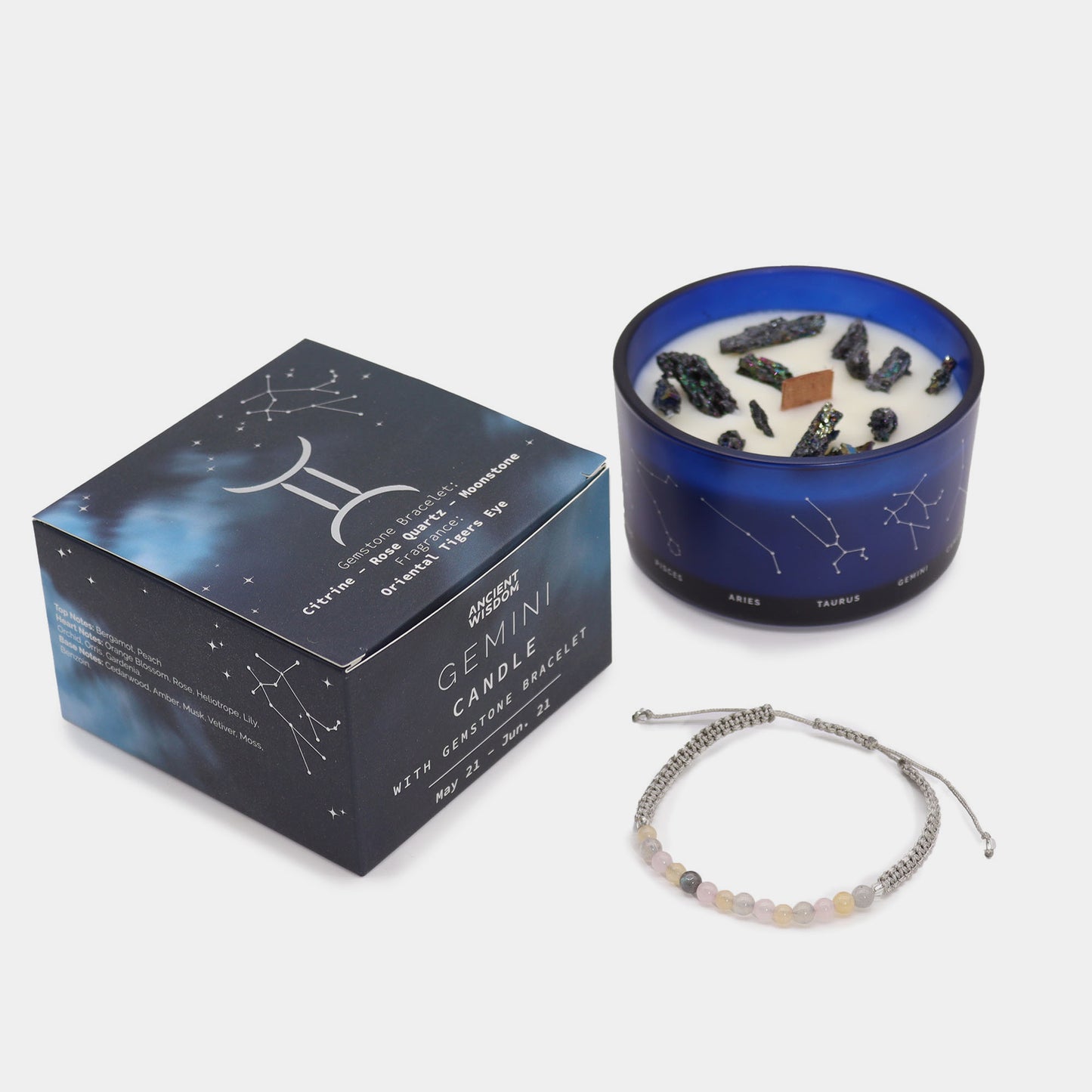 Candela dello zodiaco con braccialetto / Gemelli