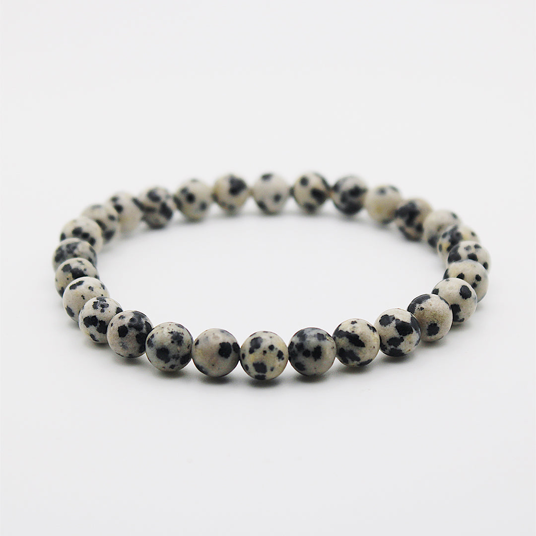 Bracciale in diaspro dalmata / pietre Ø 6 mm