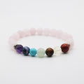 Bracciale in quarzo rosa e pietre dei sette chakra / pietre Ø 8 mm