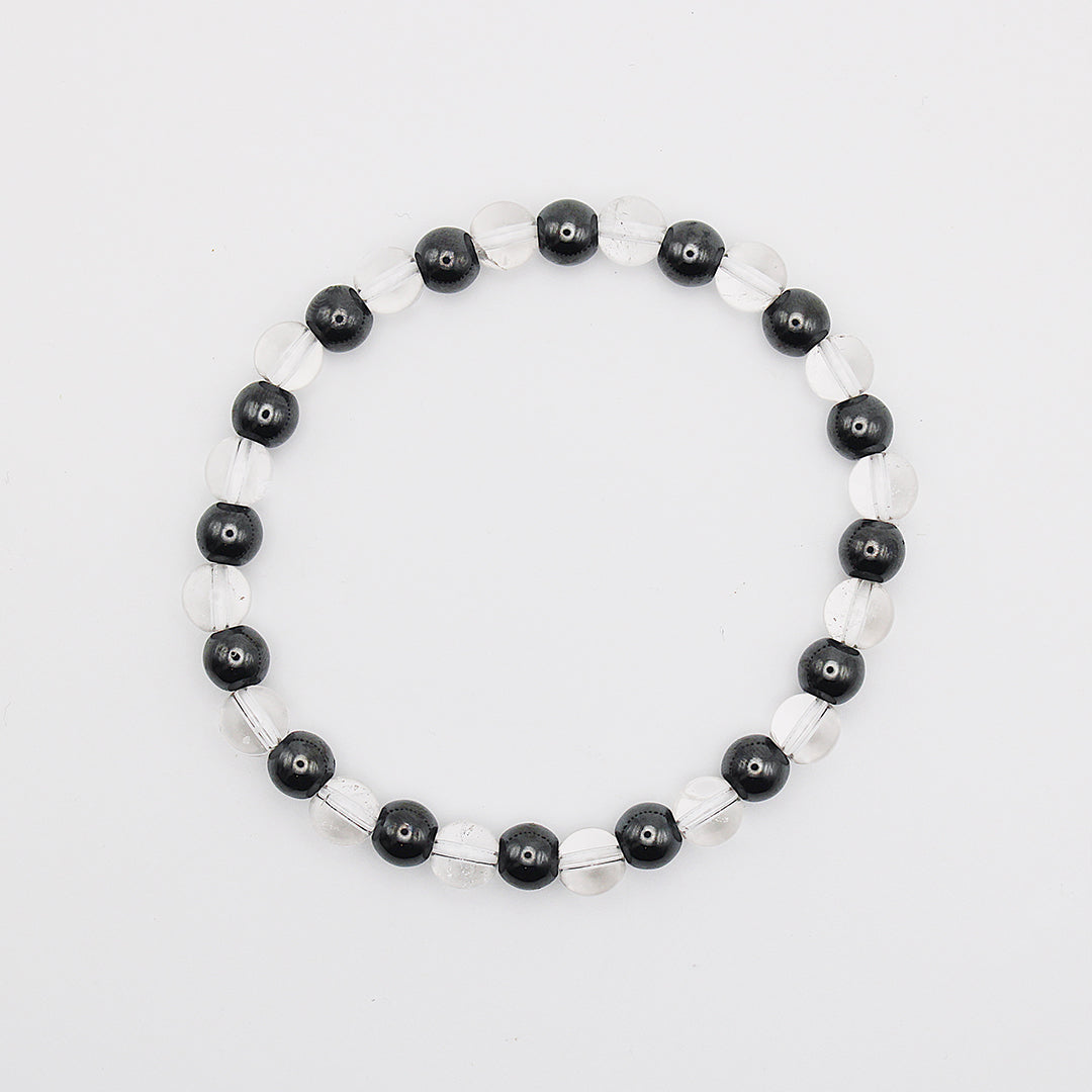 Bracciale in ematite e cristallo di rocca / pietre Ø 6 mm