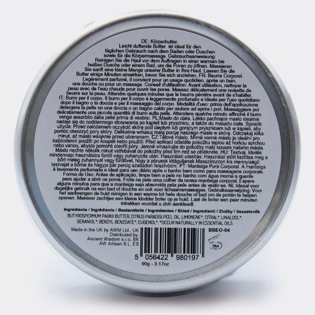 Burro corpo aromaterapico vegano / pompelmo / 90 gr