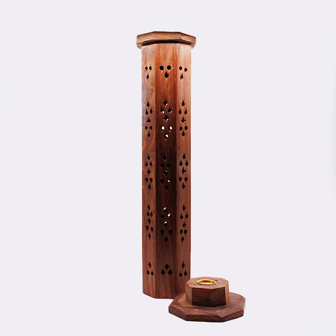 Porta incenso in legno per incensi in stick e a cono verticale
