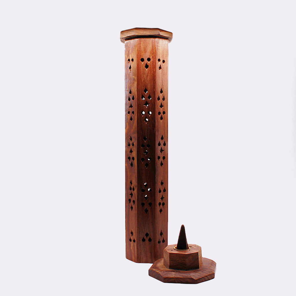 Porta incenso in legno per incensi in stick e a cono verticale