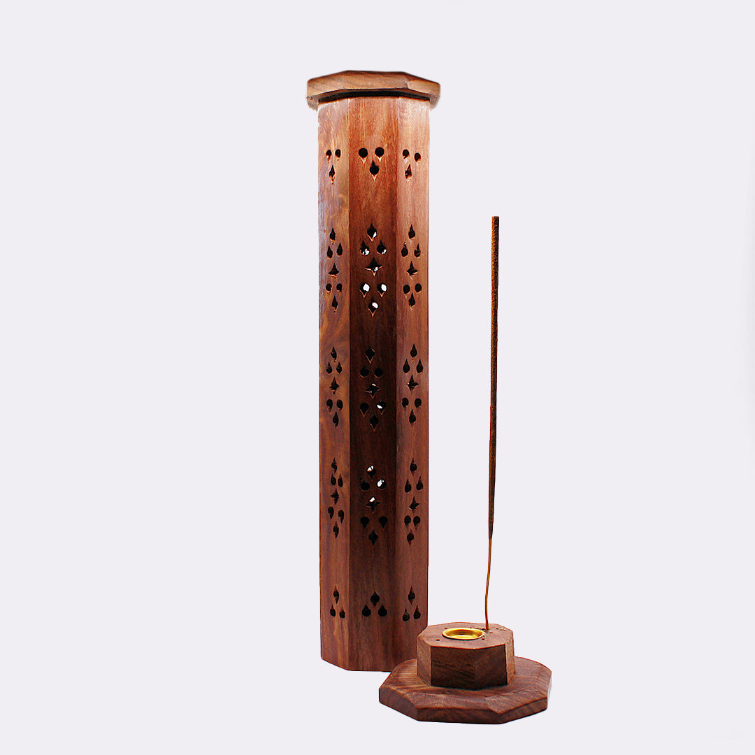 Porta incenso in legno per incensi in stick e a cono verticale