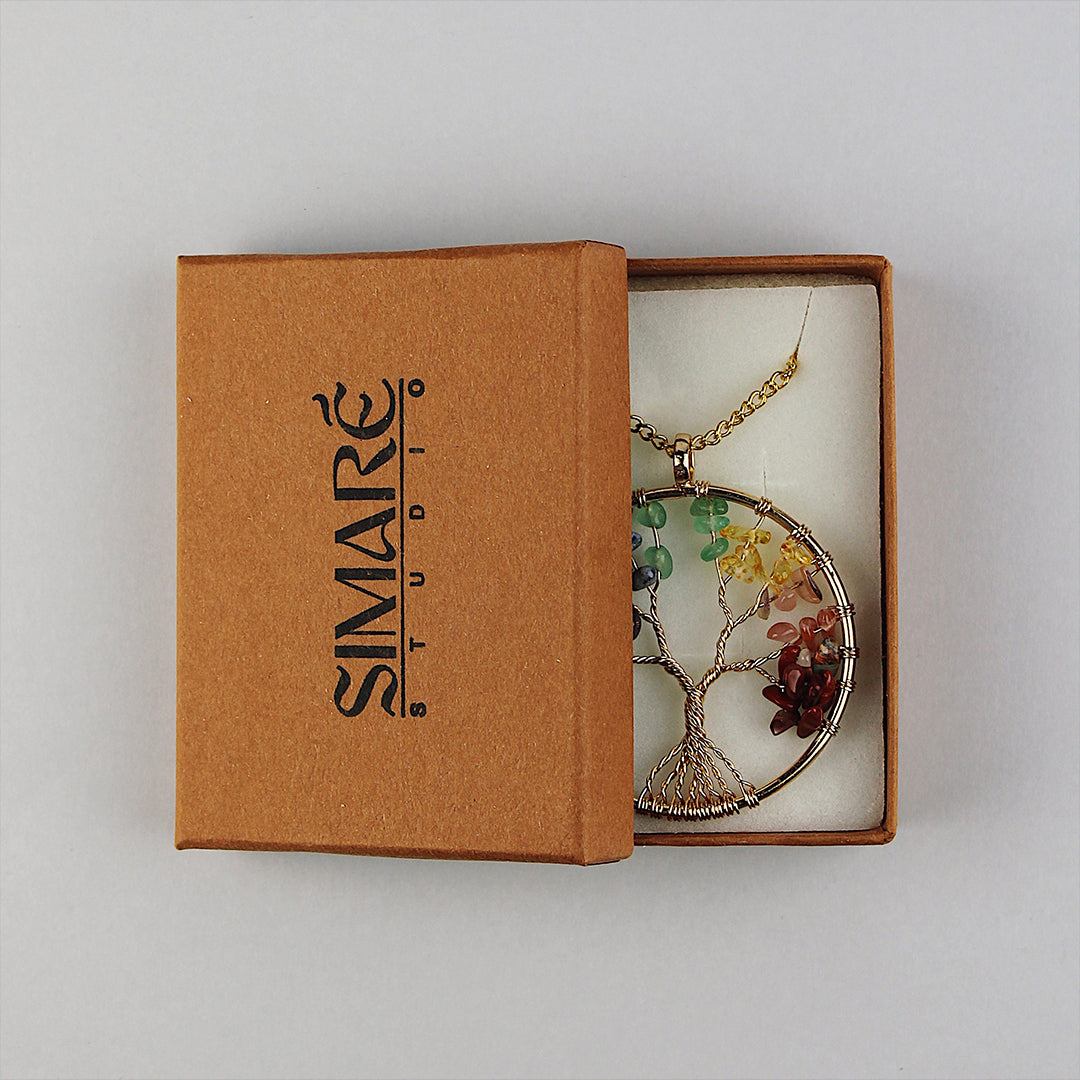 Seven chakra tree of life necklace