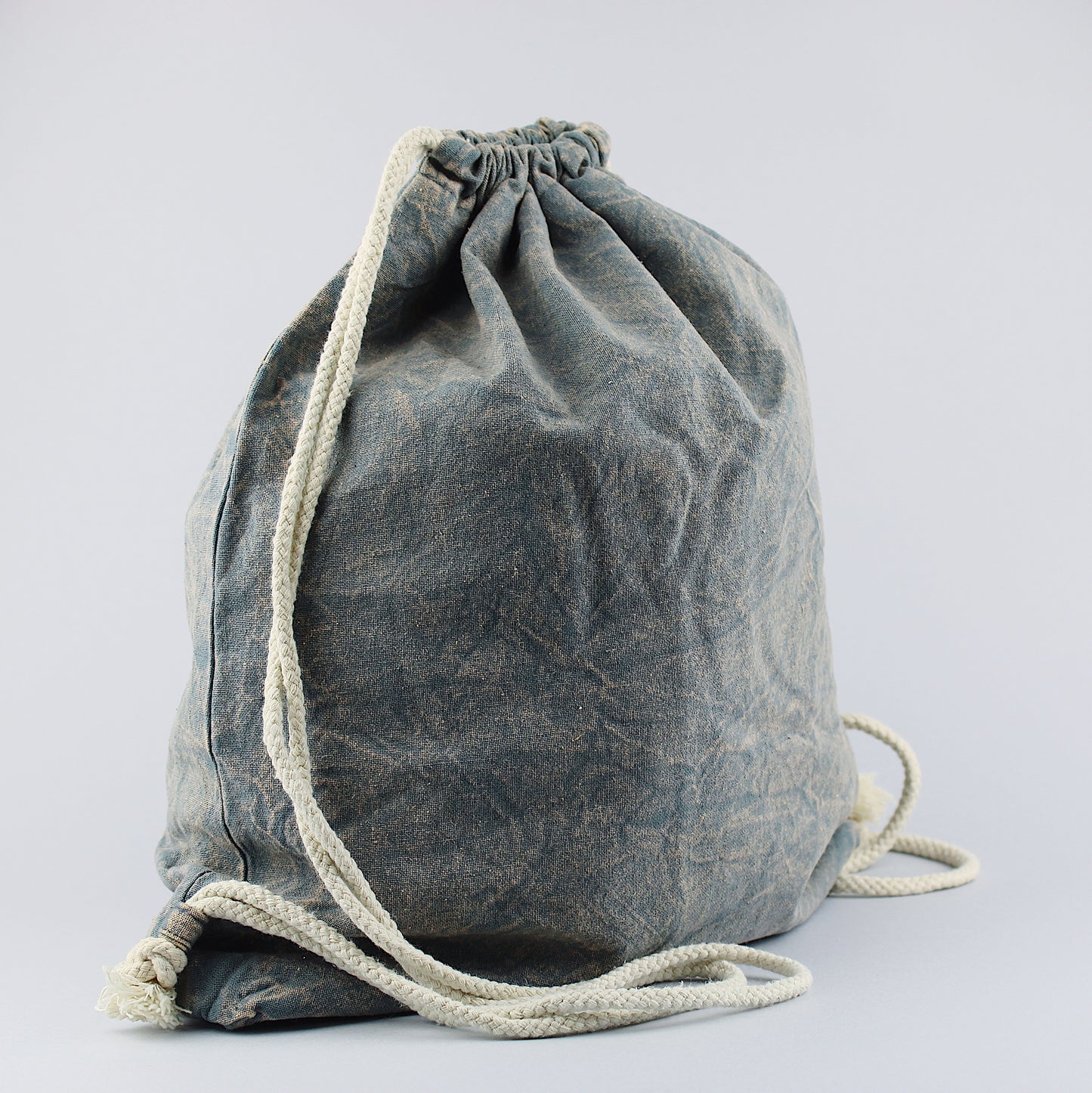 Bag backpack in stonewashed / gray blue cotton