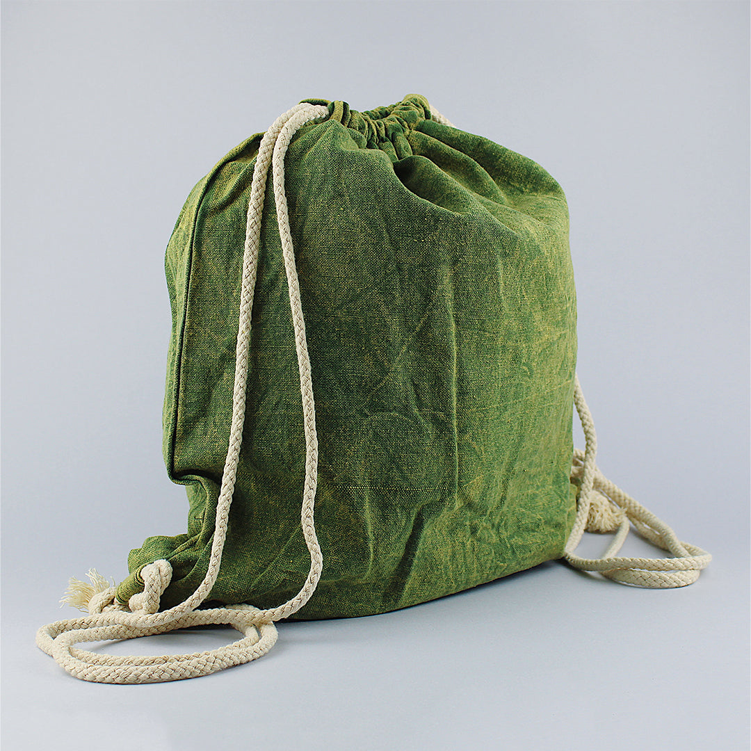 Stonewashed / Moss Green Cotton Sack Backpack