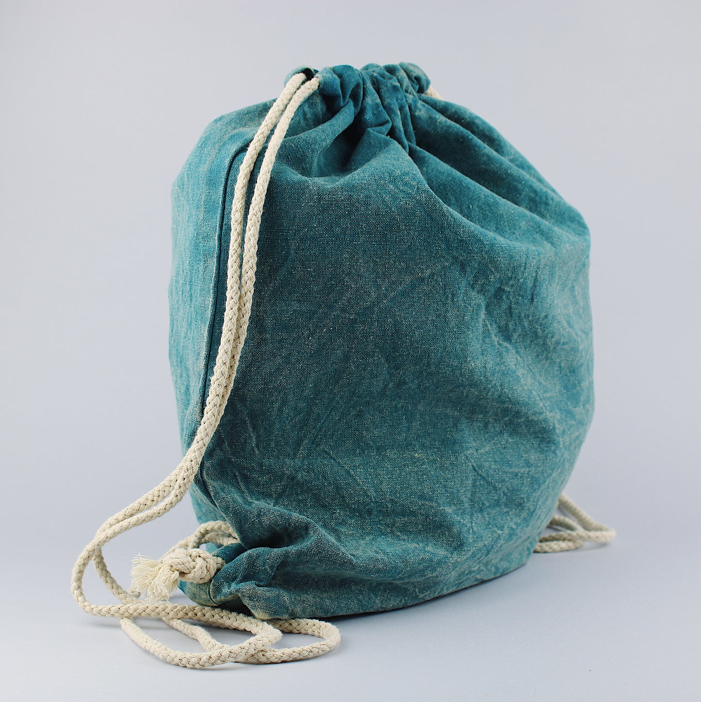 Bag backpack in stonewashed / cerulean blue cotton