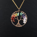 Seven chakra tree of life necklace
