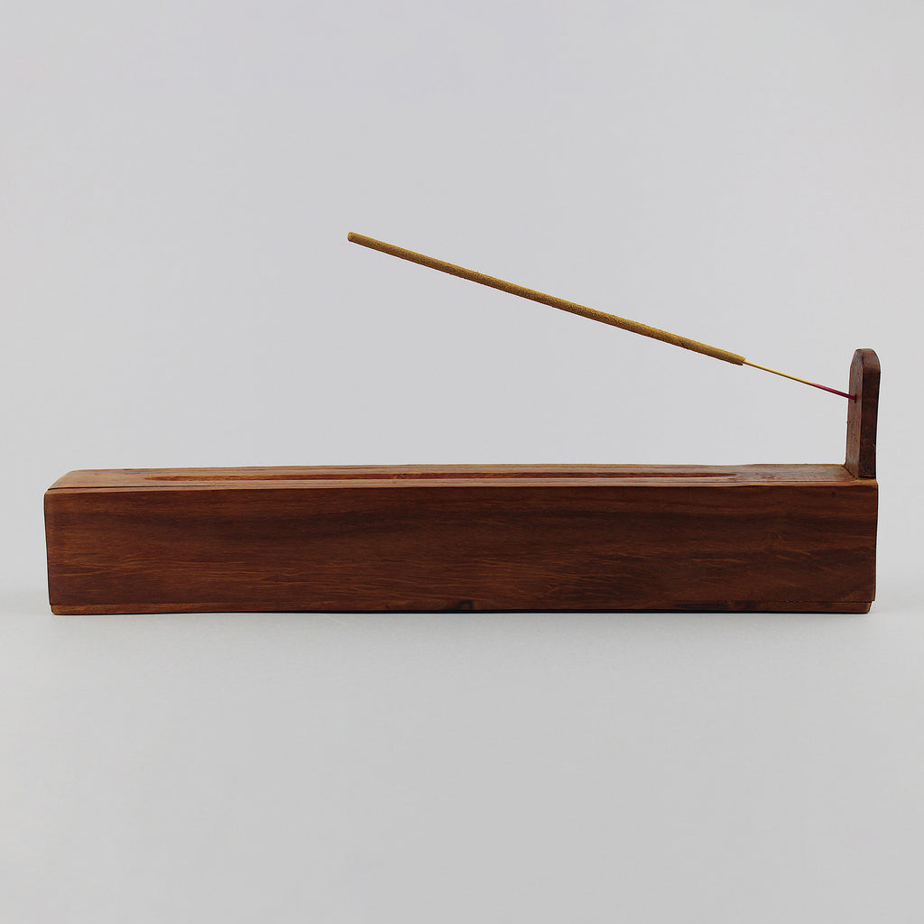 Porta incenso in legno per incensi in stick con vano contenitore
