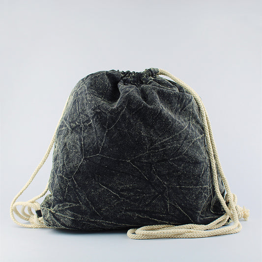 Bag backpack in stonewashed / charcoal gray cotton