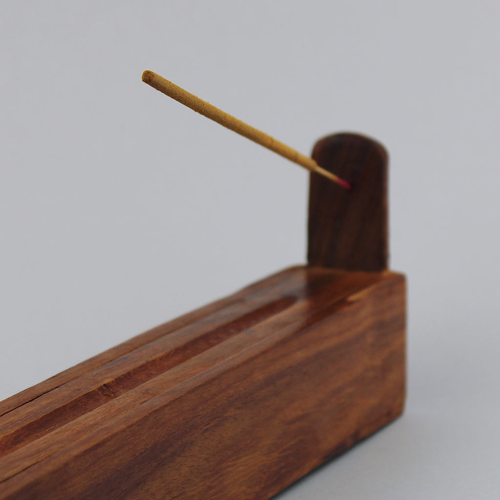 Porta incenso in legno per incensi in stick con vano contenitore