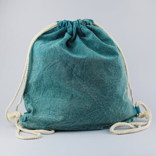 Bag backpack in stonewashed / cerulean blue cotton