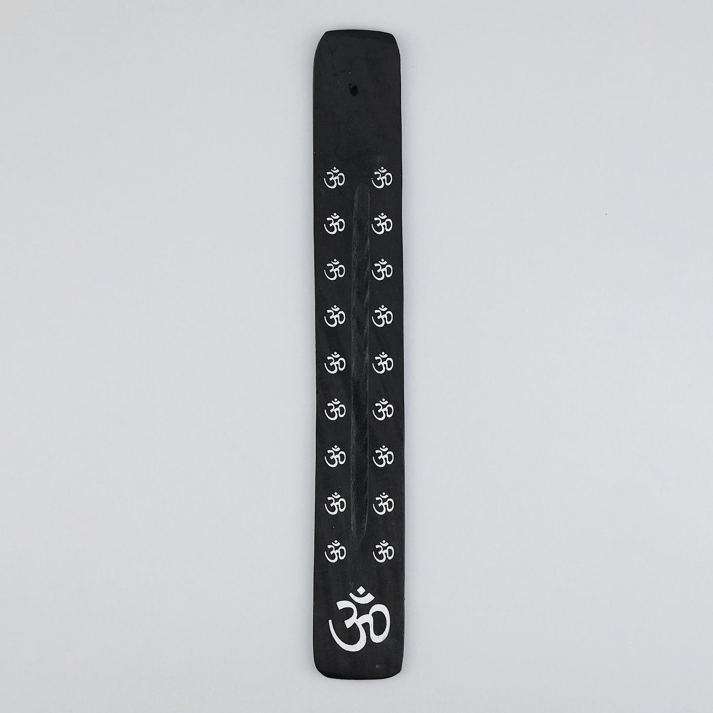 Black wooden incense holder for incense sticks / random decorative pattern