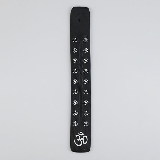 Black wooden incense holder for incense sticks / random decorative pattern