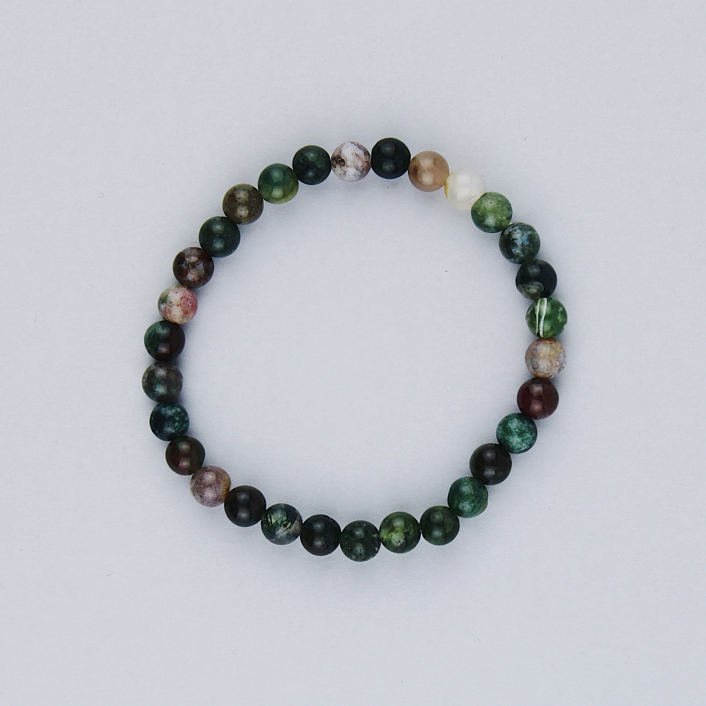 Moss agate bracelet / stones Ø 6 mm