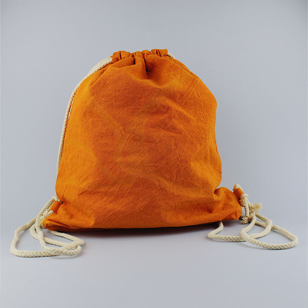 Bag backpack in stonewashed / tangerine orange cotton