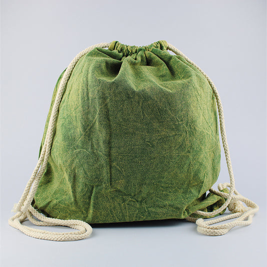 Stonewashed / Moss Green Cotton Sack Backpack